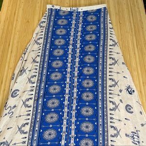 Spell Blue and White Maxi Skirt
